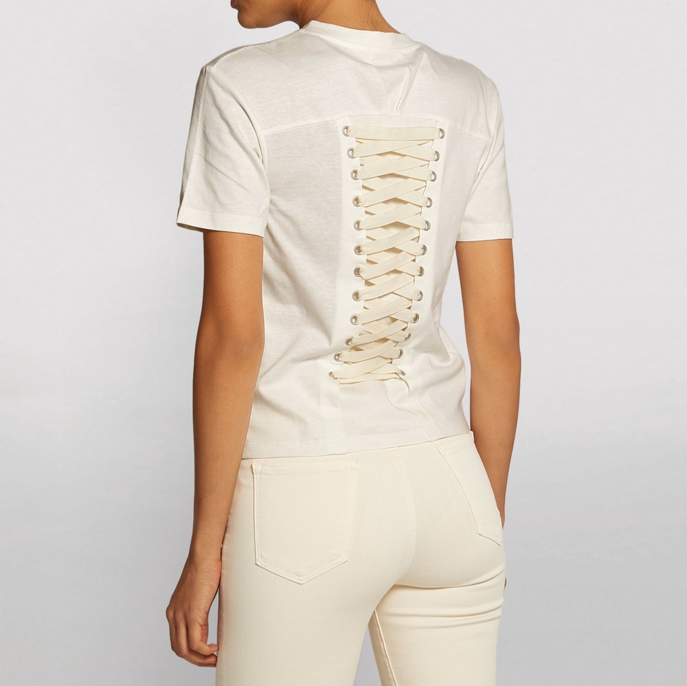 Maje Ecru Corset Back T-shirt NWT
